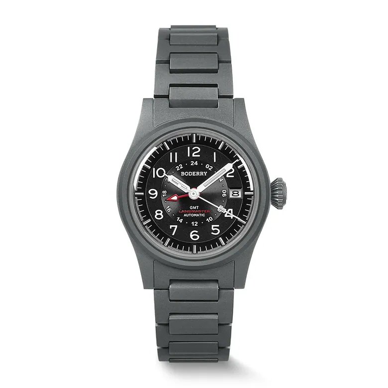 LANDMASTER GMT – Titanium Automatic Tritium Field Watch | Black-bracelet