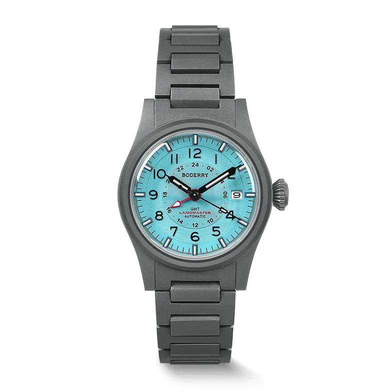 LANDMASTER GMT – Titanium Automatic Tritium Field Watch | Ice Blue-bracelet