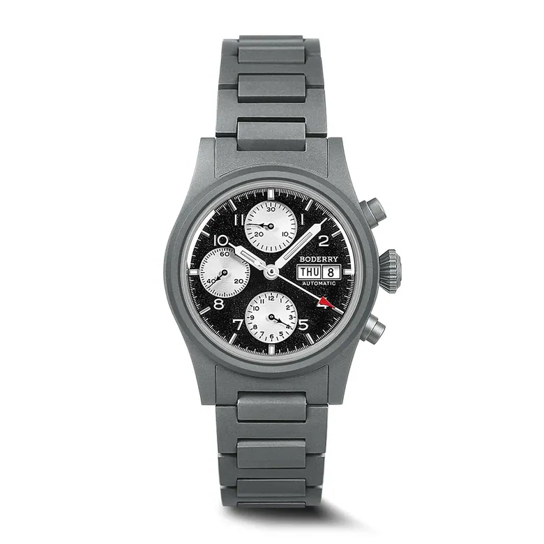LANDMASTER Chronograph – Titanium Automatic Tritium Field Watch | Reverse Panda-bracelet