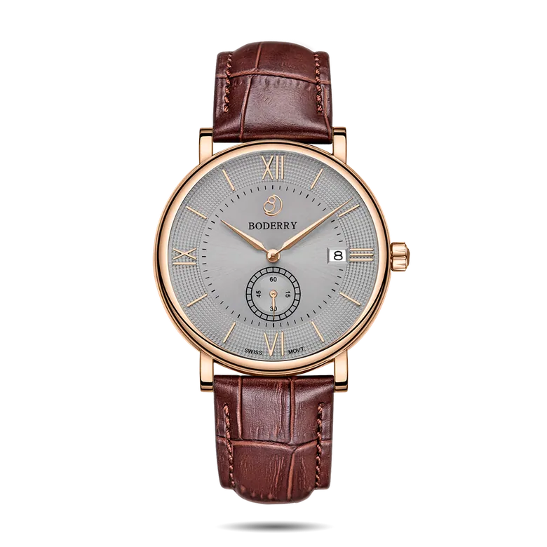 ELEGANT - Swiss Quartz Movement Watch | Rose Gold &amp; Grey Dial