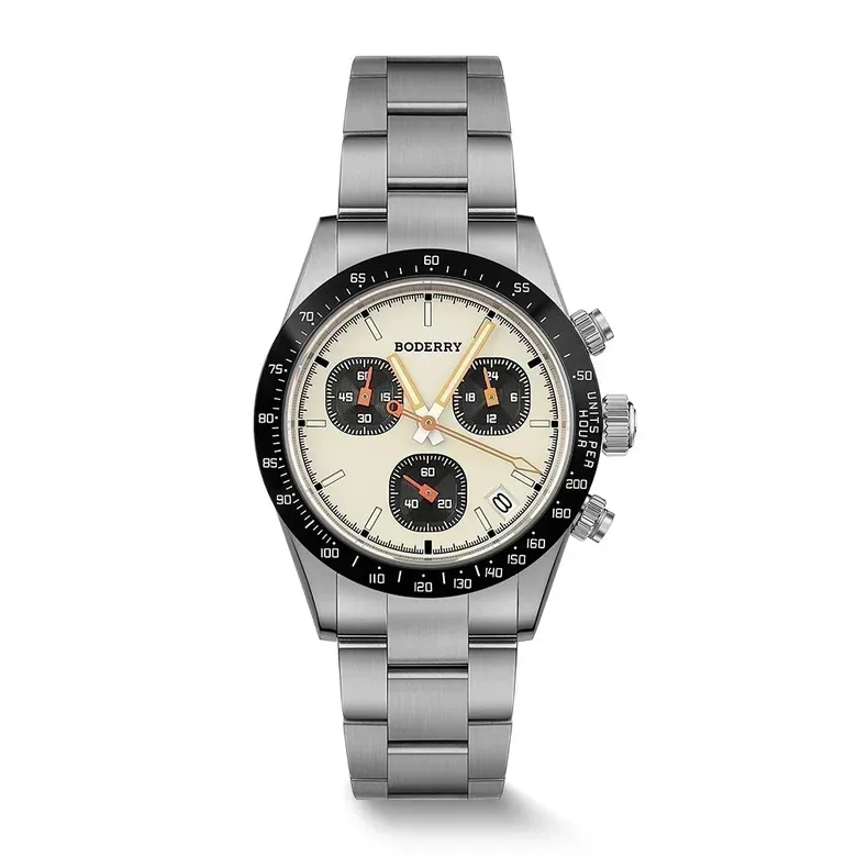 GOLDACE - 100M WR Titanium Mecha-Quartz Chronograph Watch | Cream