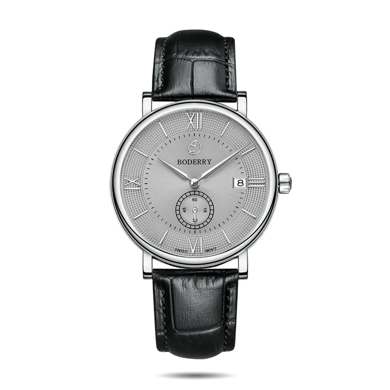 ELEGANT - Swiss Quartz Movement Watch | Silver &amp; Grey Dial