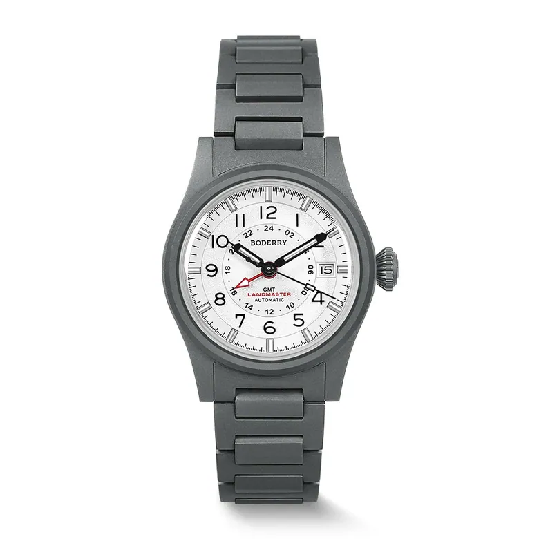 LANDMASTER GMT – Titanium Automatic Tritium Field Watch | White-bracelet