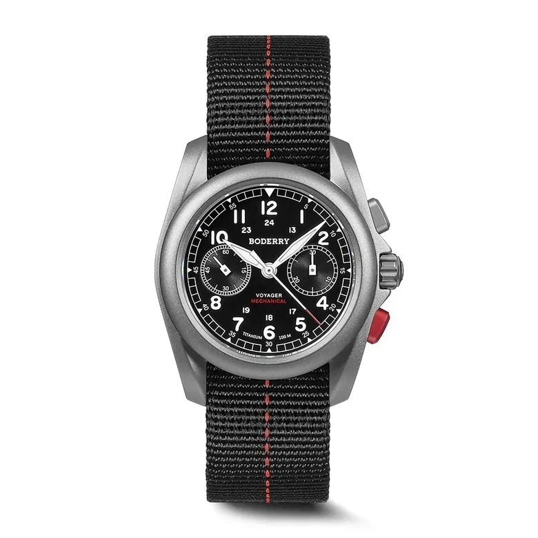 VOYAGER Chronograph - Titanium Mechanical Field Watch, 100M Water Resistant