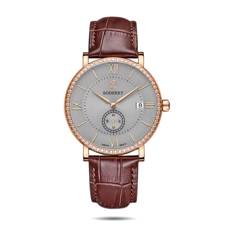 ELEGANT II - Swiss Quartz Movement Watch | Rose Gold Case &amp; Grey Dial