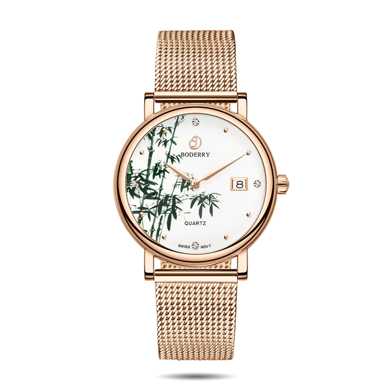 FLOWER - Swiss Quartz Movement Watch | Rose Gold &amp; Bamboo