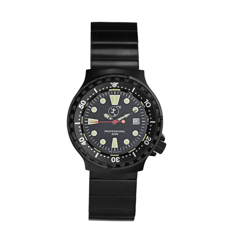 PROFESSIONAL 500 DAMEN-TAUCHERUHR EDELSTAHL BLACK | EDELSTAHL-ARMBAND