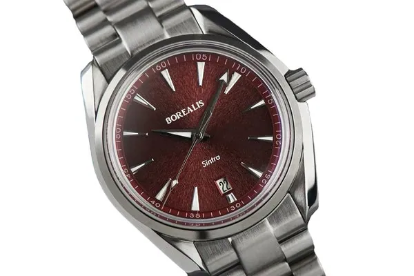 Borealis Sintra Red Sunray dial date Miyota 9015 automatic movement version B.C2
