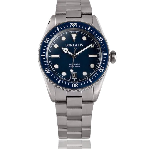 Borealis Bull Shark V2 Blue Dial Mercedes Hands Date Miyota 9015 BBSV2BC