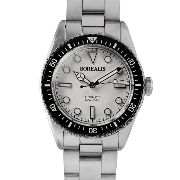 Borealis Bull Shark V2 White Dial Mercedes Hands no Date Black Ceramic Bezel BBSV2AE