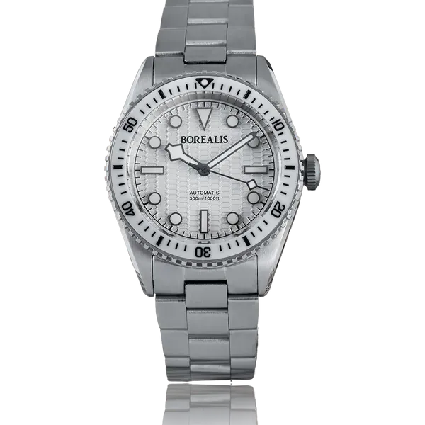 Borealis Bull Shark V2 White Dial Snowflake Hands no Date BBSV2AB