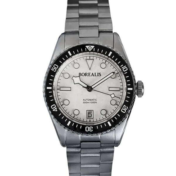 Borealis Bull Shark V2 White Dial Snowflake Hands Date Miyota 9015 BBSV2BE