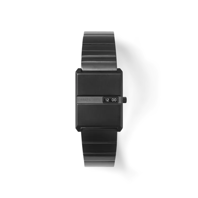 Pulse | A Slim 26mm Black-Plated Stainless Steel Rectangle Case | Slim Numerical Display | Refined Sleek Edges | Tapered bracelet Fastens With A Pusher Clasp | BREDA Watch