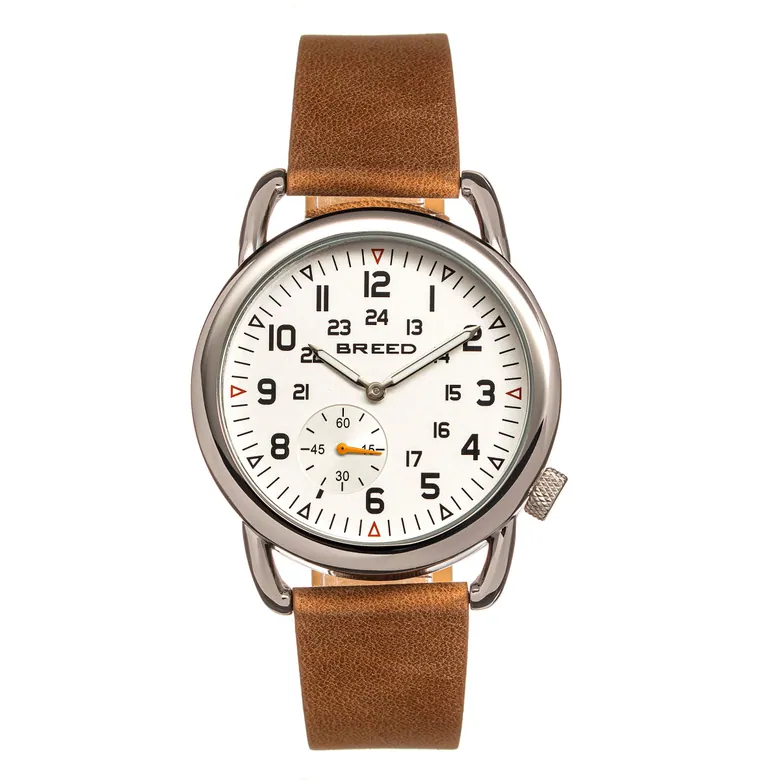 Breed Regulator Men's Watch Tan Band Silver Case BRD8801
