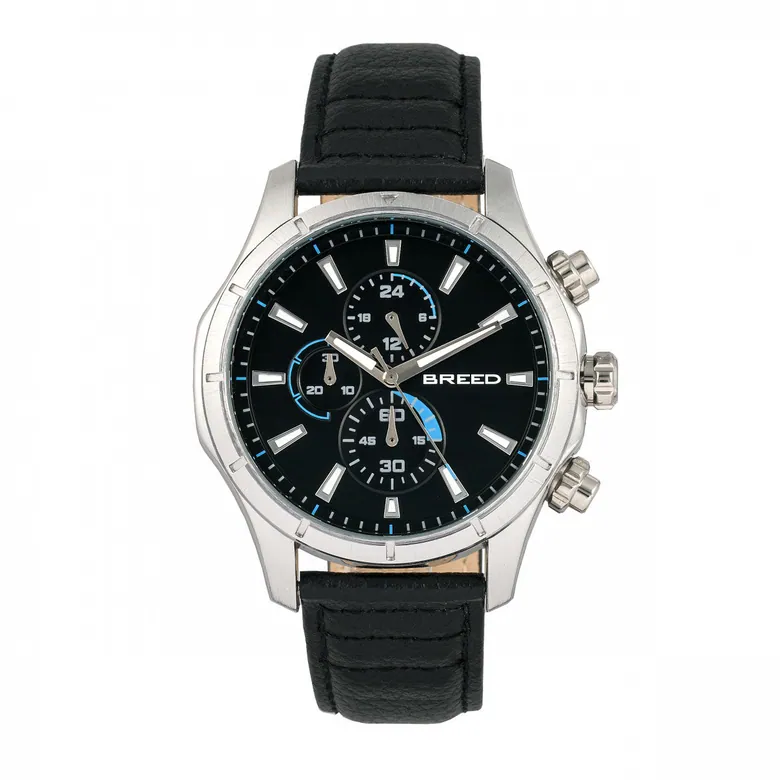 Breed Lacroix Men's Watch Black Band Silver Case BRD6801