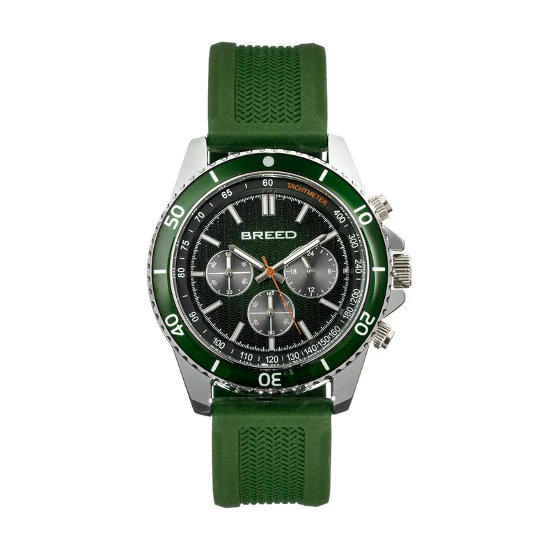 Breed Tempo Men's Watch Green Band Silver Case BRD9101