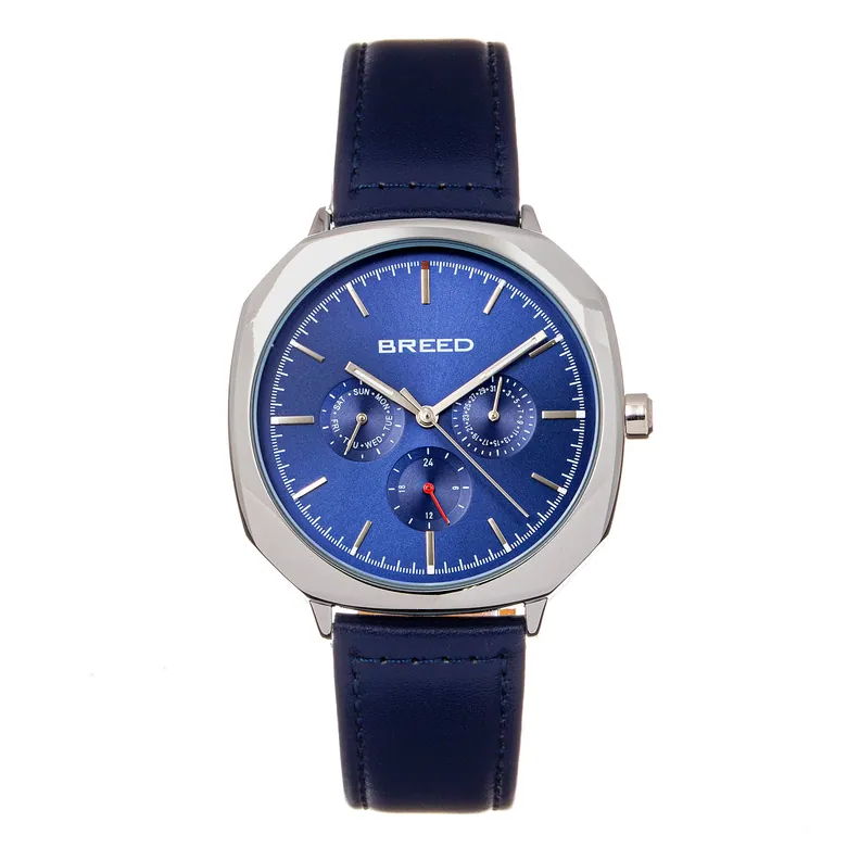 Breed Revolver Men's Watch Navy Band Silver Case BRD9301