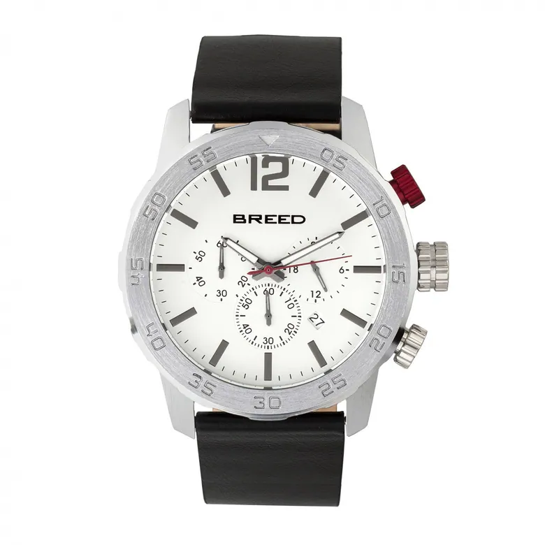 Breed Manuel Men's Watch Black Band Silver Case BRD7201
