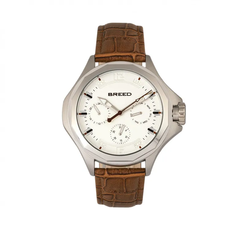 Breed Tempe Men's Watch Light Brown Band Silver Case BRD6901