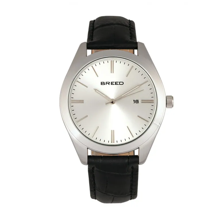 Breed Louis Men's Watch Black Band Silver Case BRD7901