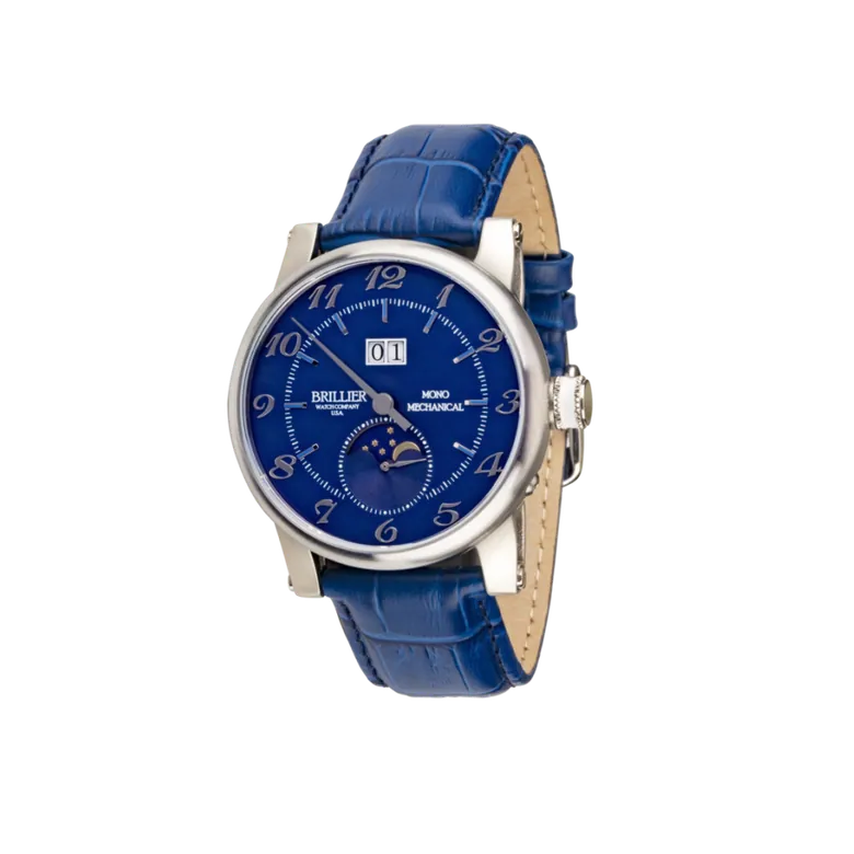 Mono Mechanical Blue Dial Automatic Watch with Moon Phase and Big Date