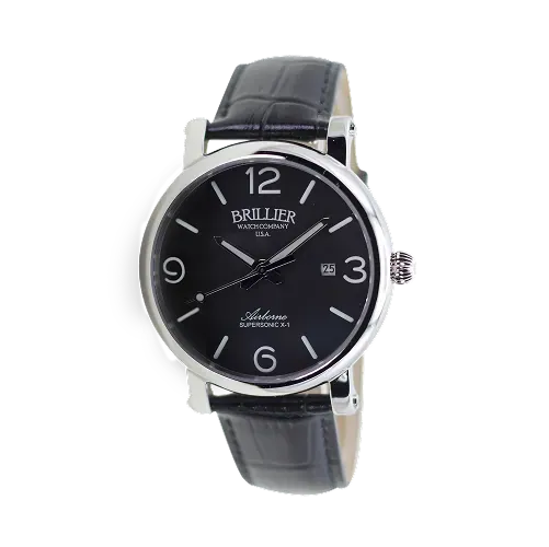 Brillier Automatic 42hr Pilot Watch – Black Dial Black Strap