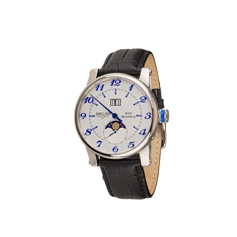Mono Mechanical White Dial Automatic Watch with Moon Phase and Big Date