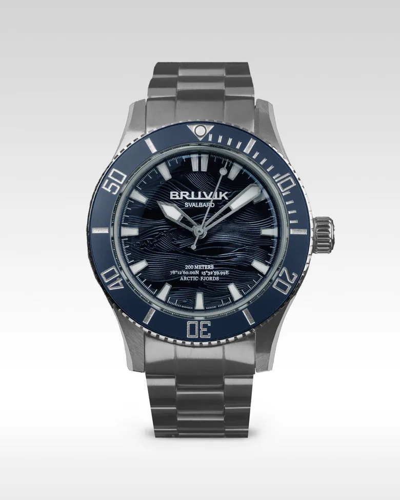 Bruvik Svalbard Arctic Fjords Wave Dial Blue