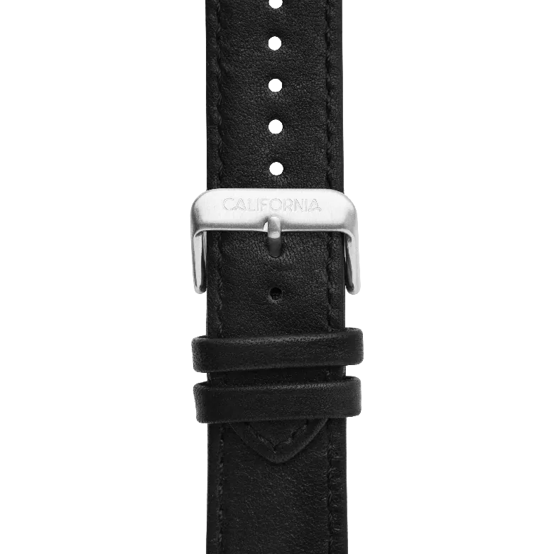 California Watch Co. 22mm Leather Strap Black Silver