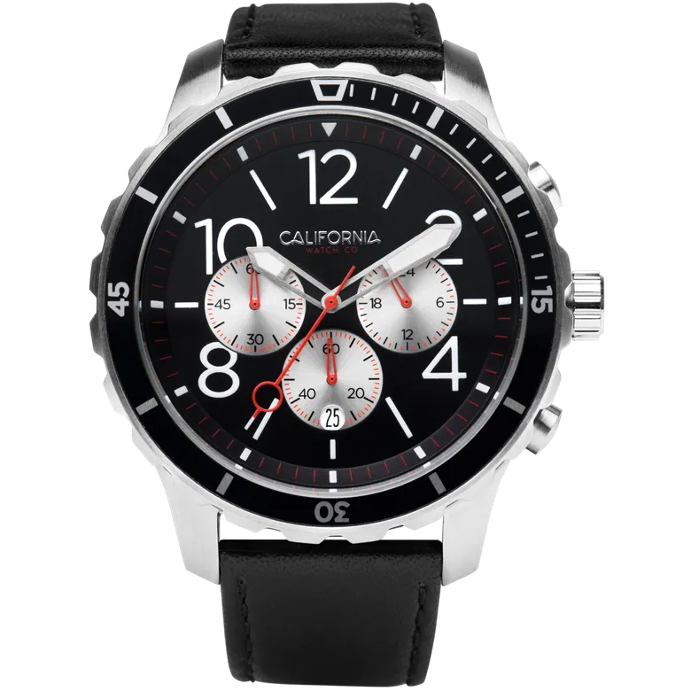 Mavericks Chrono Leather Silver Black | California Watch Co.