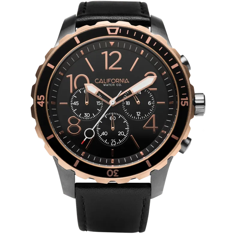 Mavericks Chrono Leather Gunmetal Rose Gold | California Watch Co.