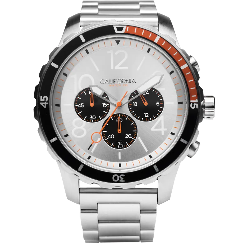 Mavericks Chrono SS Silver Orange | California Watch Co.