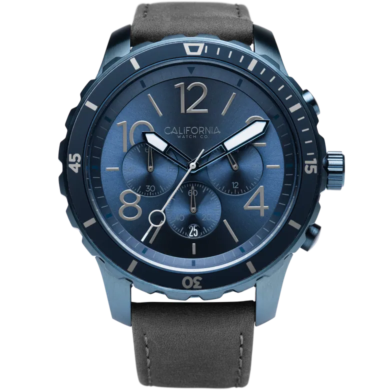 Mavericks Chrono Leather Deep Blue Gray | California Watch Co.