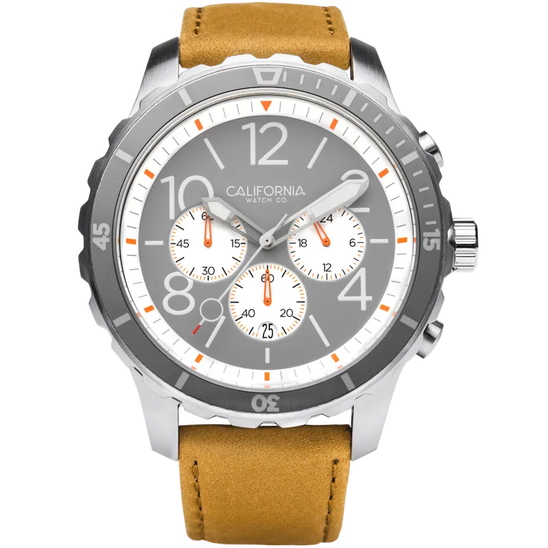 Mavericks Chrono Leather Sand Gray White | California Watch Co.