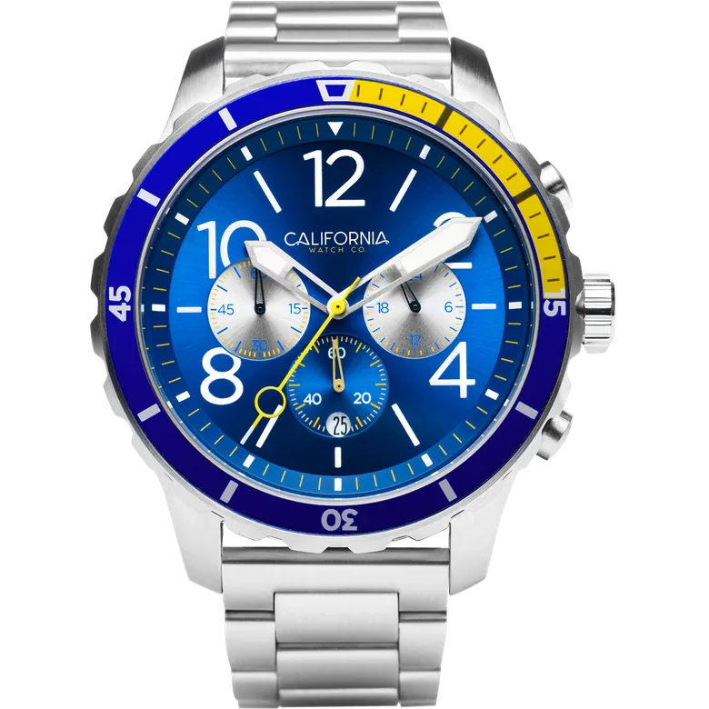 Mavericks Chrono SS Navy Yellow | California Watch Co.
