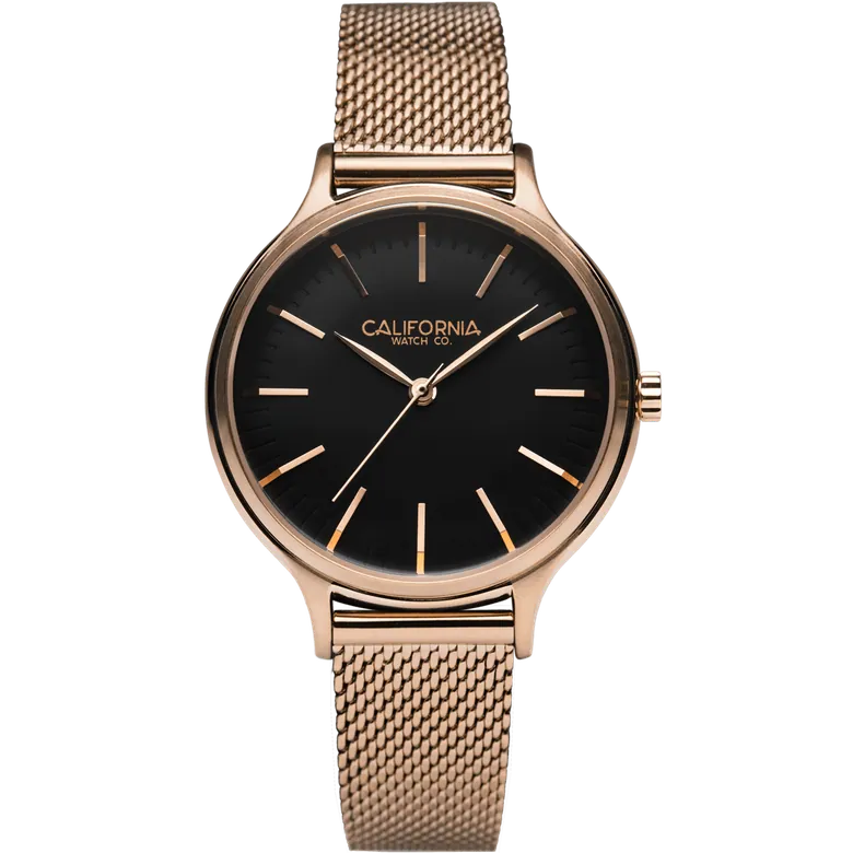 Laguna 34 Mesh Rose Gold Black | California Watch Co.
