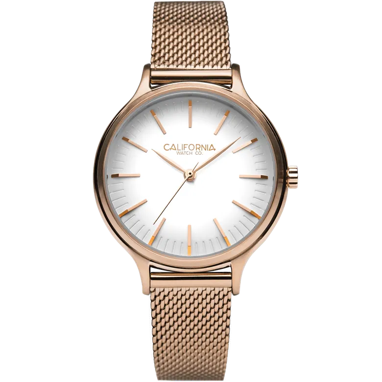 Laguna 34 Mesh Rose Gold Silver | California Watch Co.