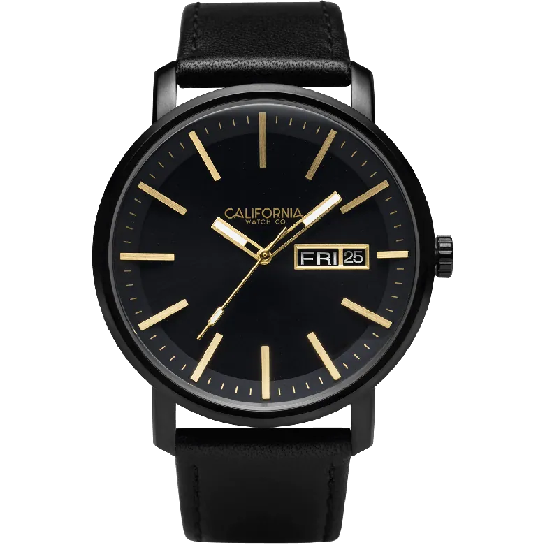 Mojave Leather All Black Gold | California Watch Co.