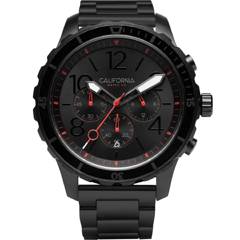 Mavericks Chrono SS All Black Red | California Watch Co.
