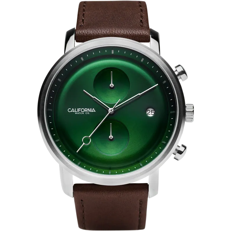 Golden Gate Chrono Leather Dark Brown Green | California Watch Co.