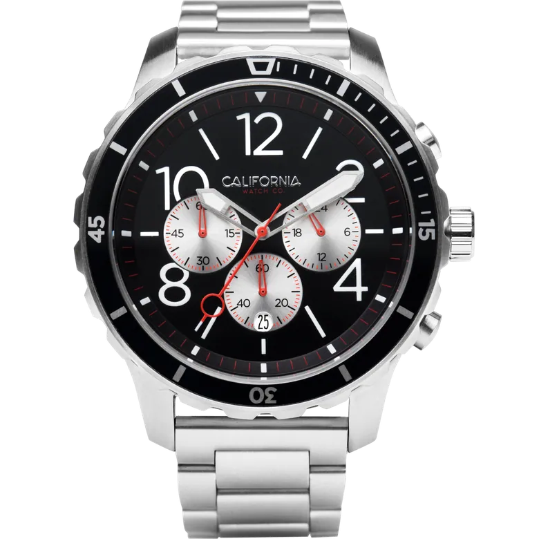 Mavericks Chrono SS Silver Black | California Watch Co.