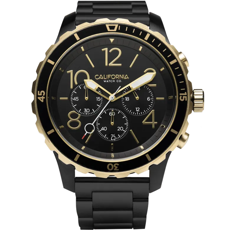 Mavericks Chrono SS All Black Gold | California Watch Co.