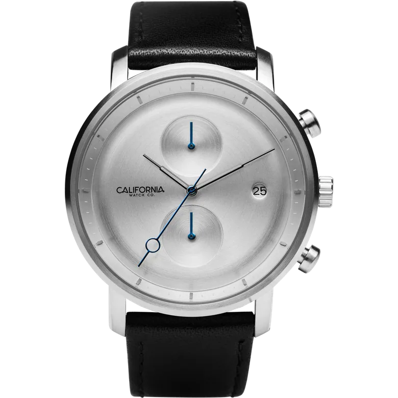 Golden Gate Chrono Leather Black Silver | California Watch Co.