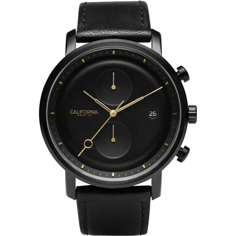 Golden Gate Chrono Leather All Black Gold | California Watch Co.