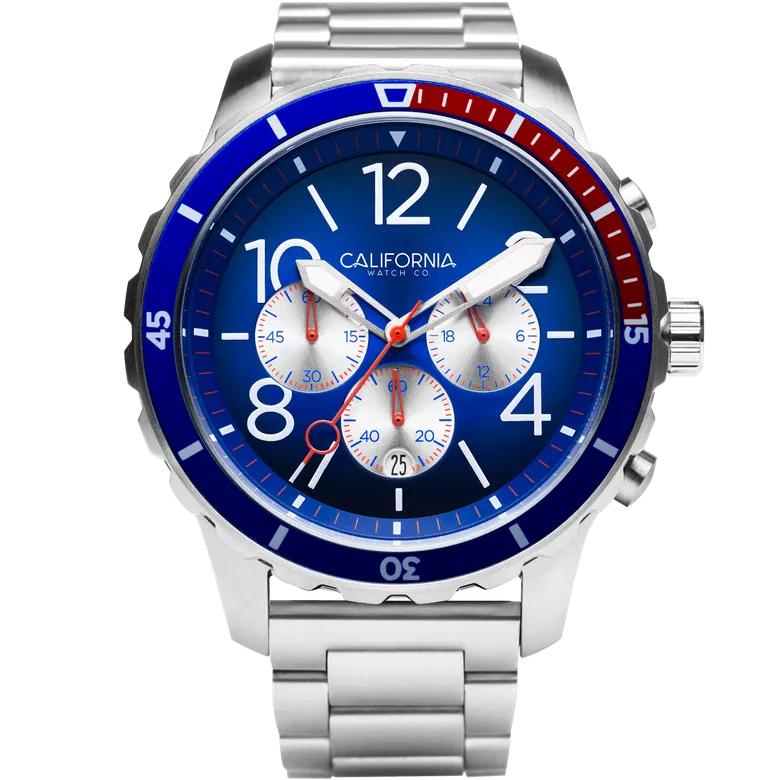 Mavericks Chrono SS Navy Red | California Watch Co.