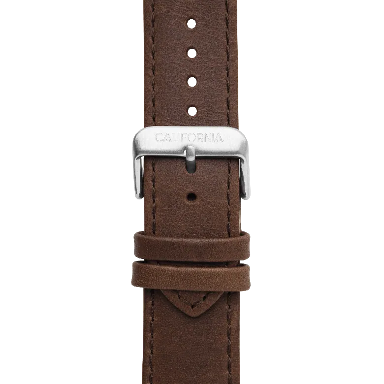 California Watch Co. 22mm Leather Dark Brown Silver