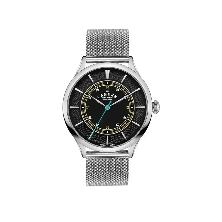 No.274 Swiss Made Quartz Steel and Black on Mesh