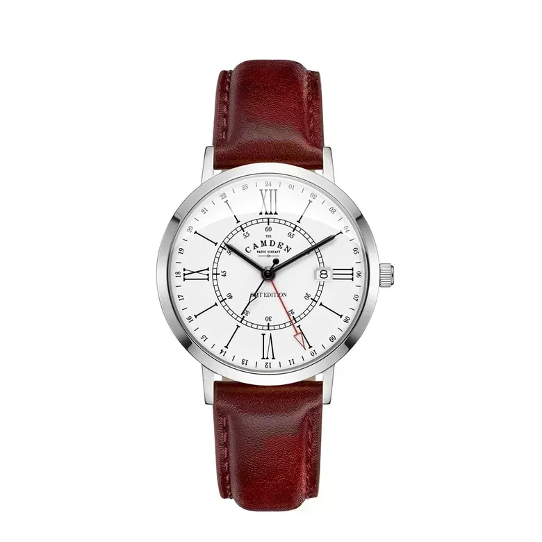No.27 GMT Steel and White on Oxblood Leather