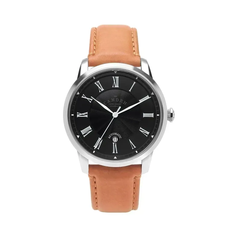 No.29 Automatic Steel and Black on Tan Italian Leather