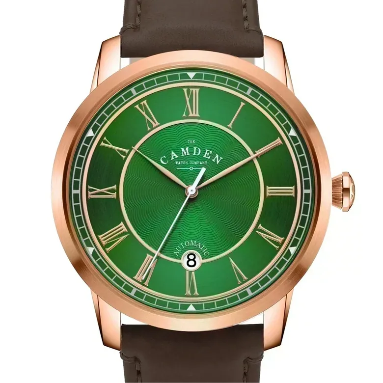 No.29 Automatic Rose Gold and Green on Brown Italian Leather